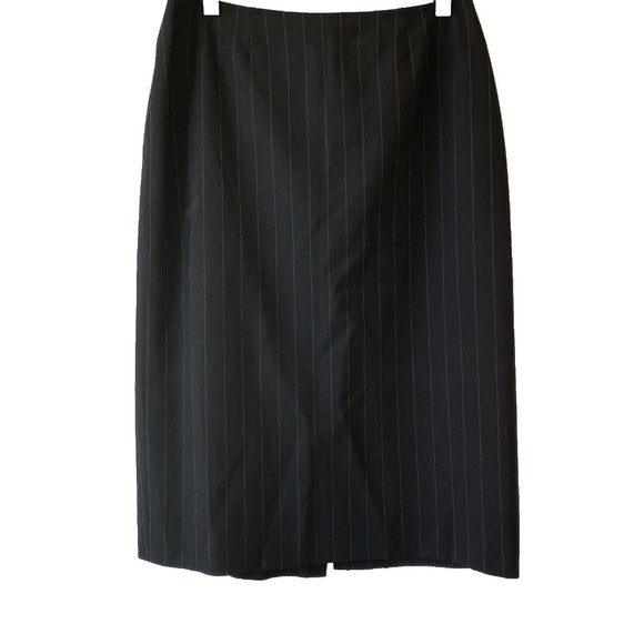 MaxMara Dresses & Skirts - Vintage Max Mara Wool Blend Striped Black Pencil Midi Skirt Size US4